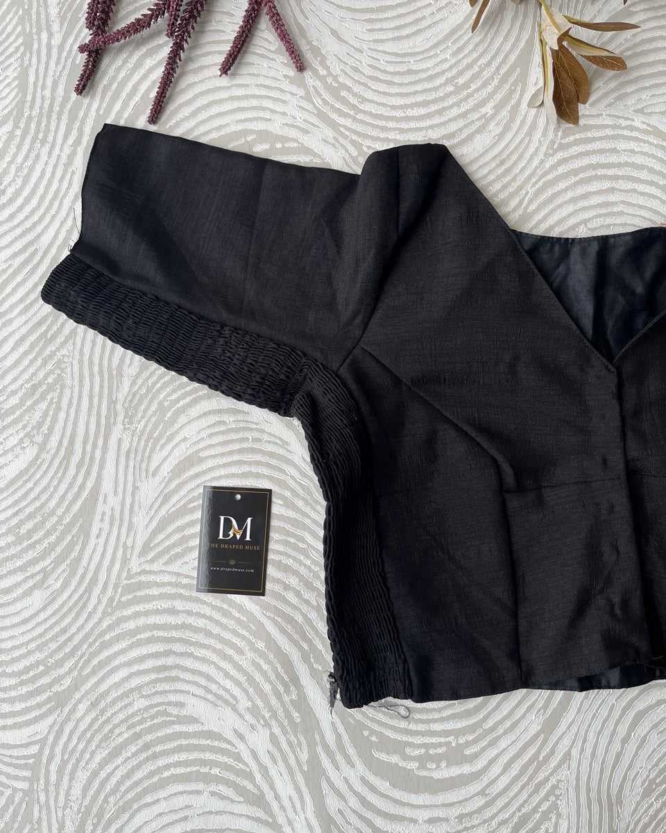 Plus Size Black Plain Stretchable Blouse