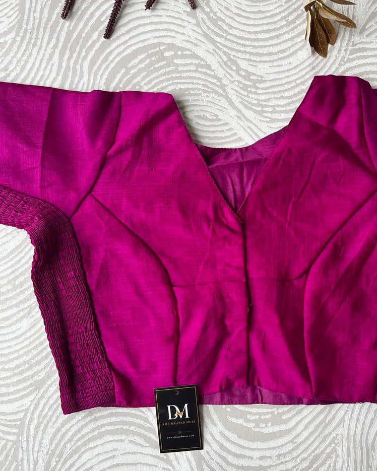 Plus Size Magenta Plain Stretchable Blouse
