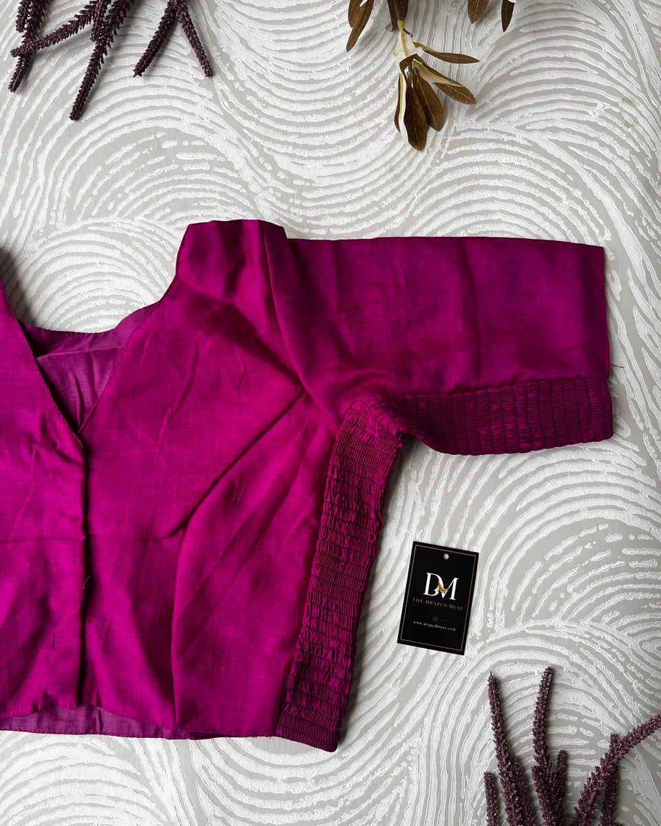 Plus Size Magenta Plain Stretchable Blouse