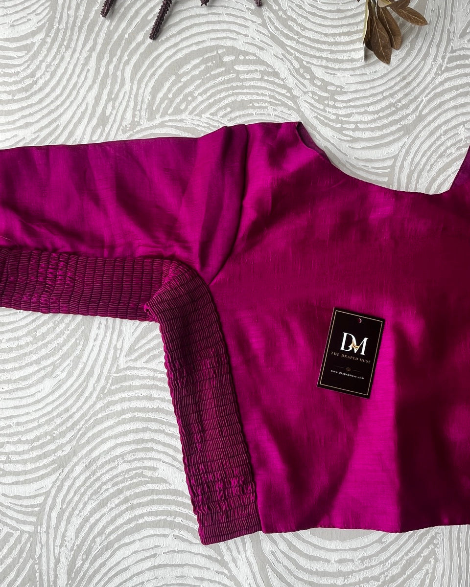 Plus Size Magenta Plain Stretchable Blouse