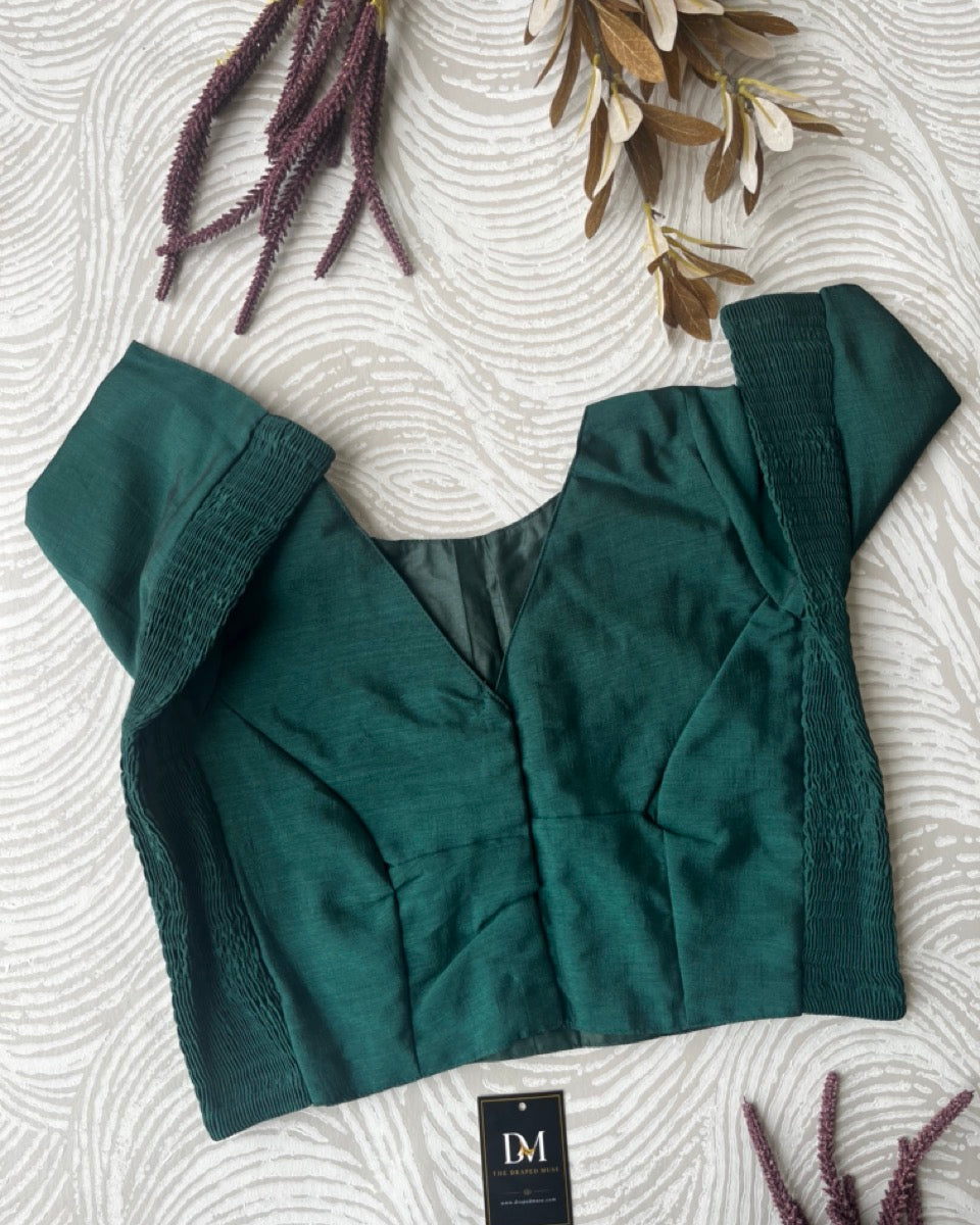 Plus Size Dark Dark Green Plain Stretchable Blouse