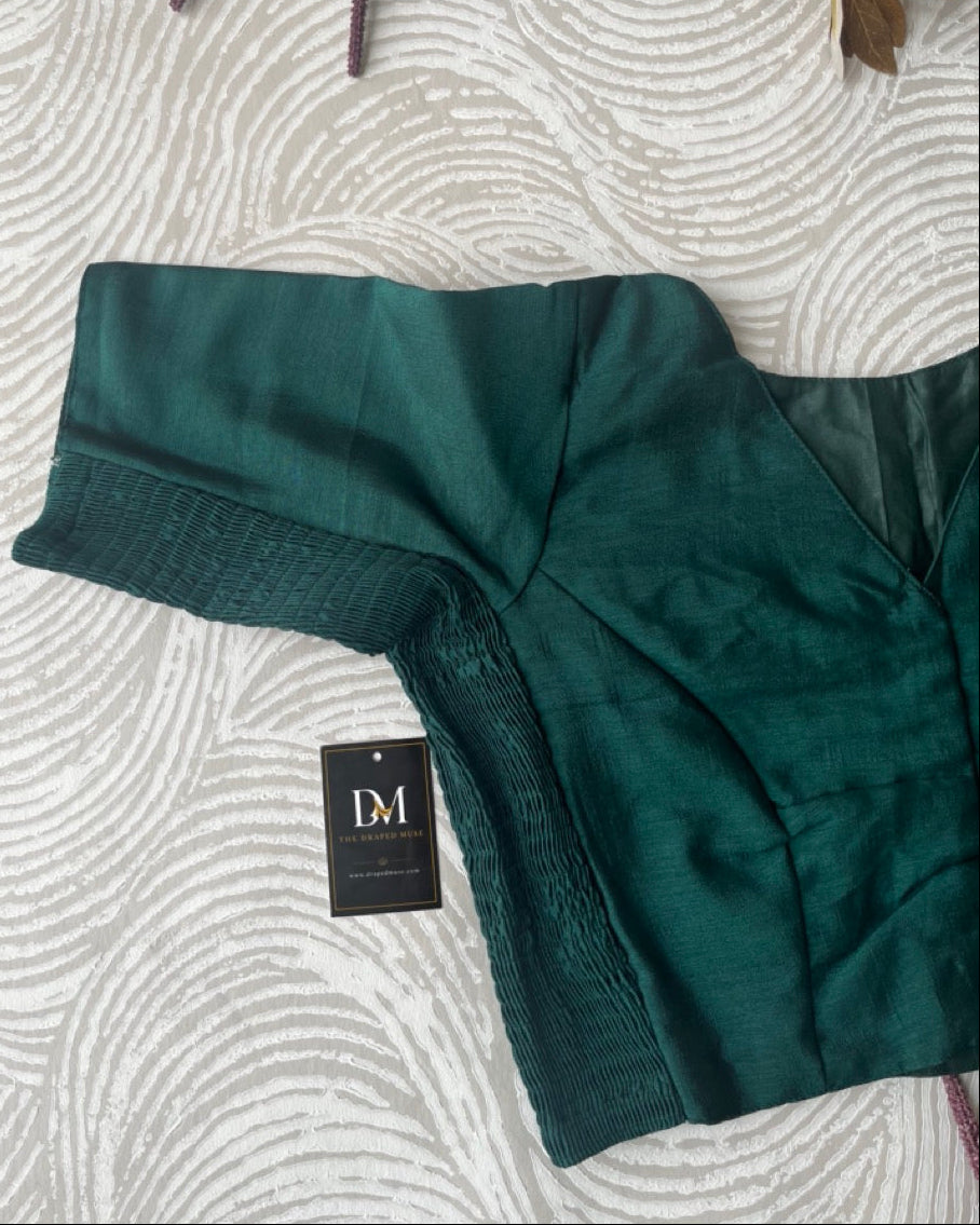 Plus Size Dark Dark Green Plain Stretchable Blouse