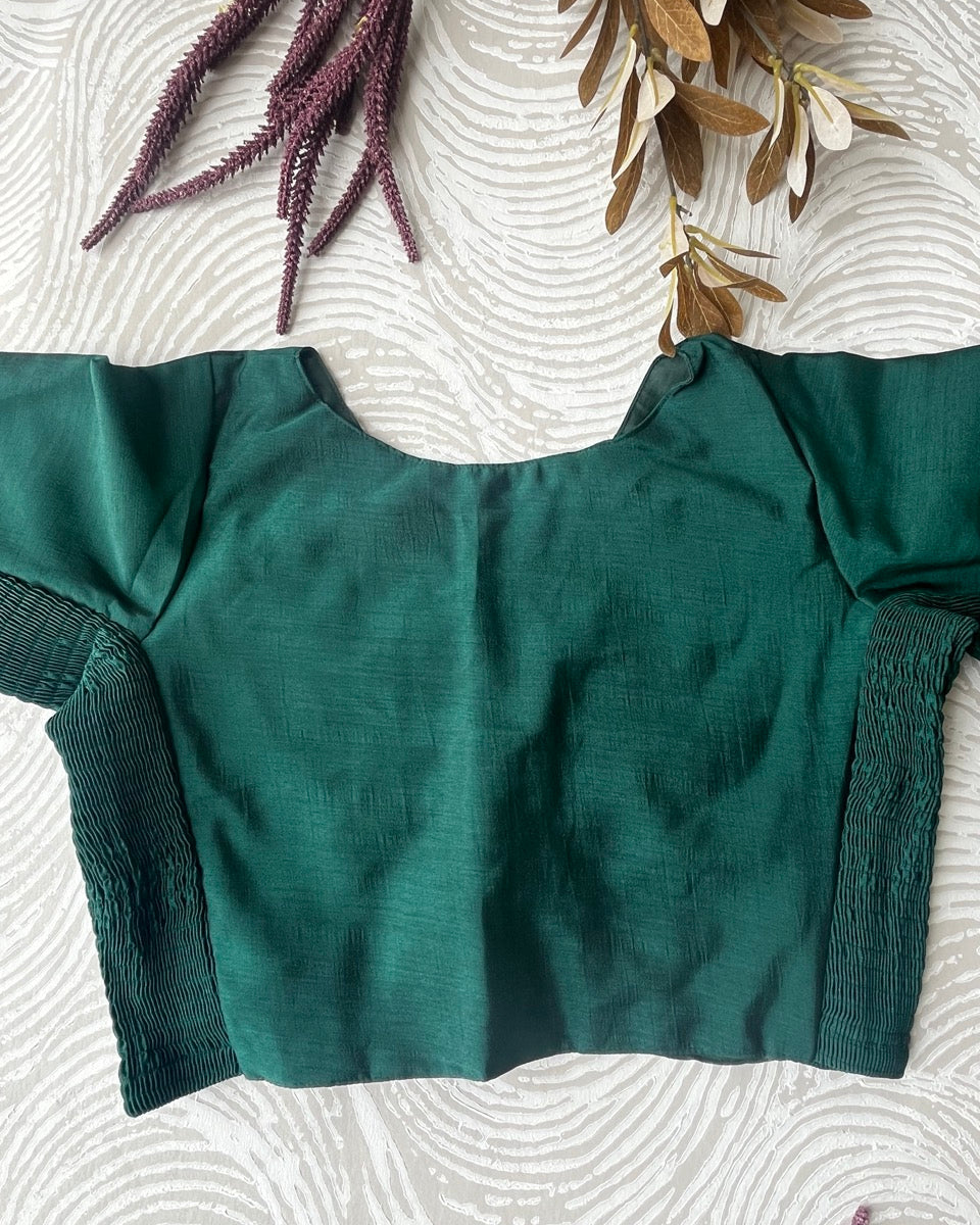 Plus Size Dark Dark Green Plain Stretchable Blouse