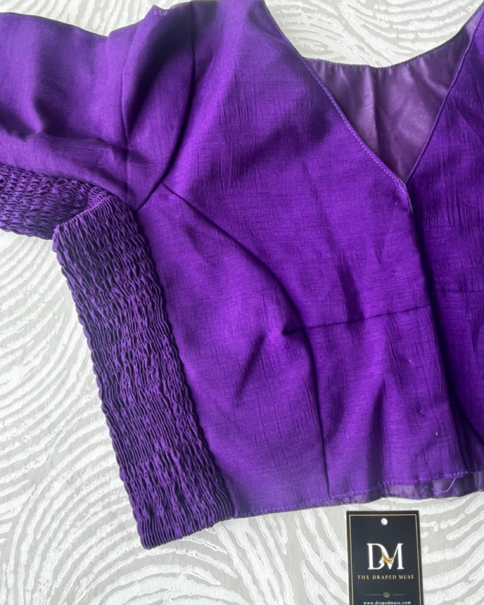 Plus Size Dark Purple Plain Stretchable Blouse