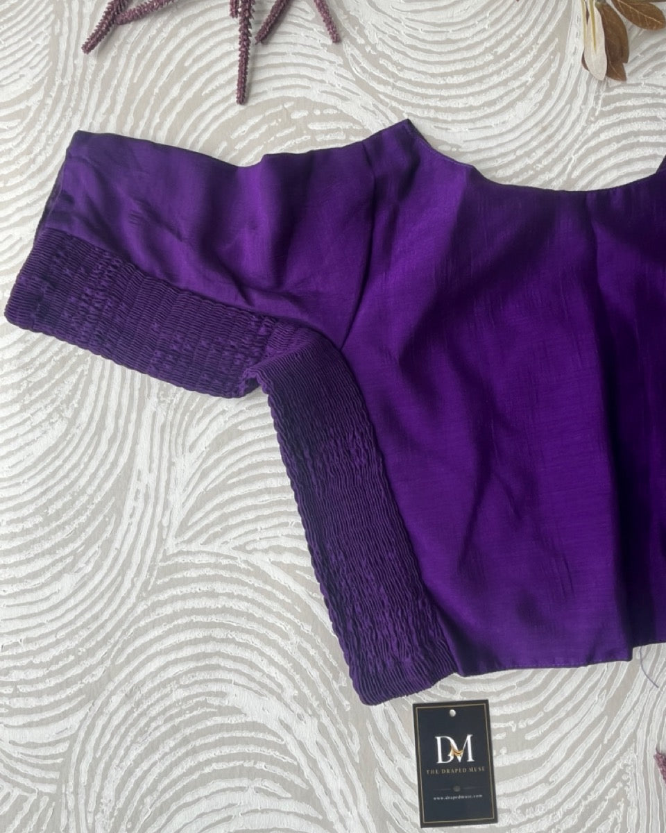 Plus Size Dark Purple Plain Stretchable Blouse