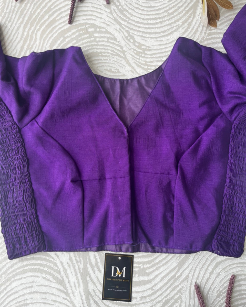 Plus Size Dark Purple Plain Stretchable Blouse