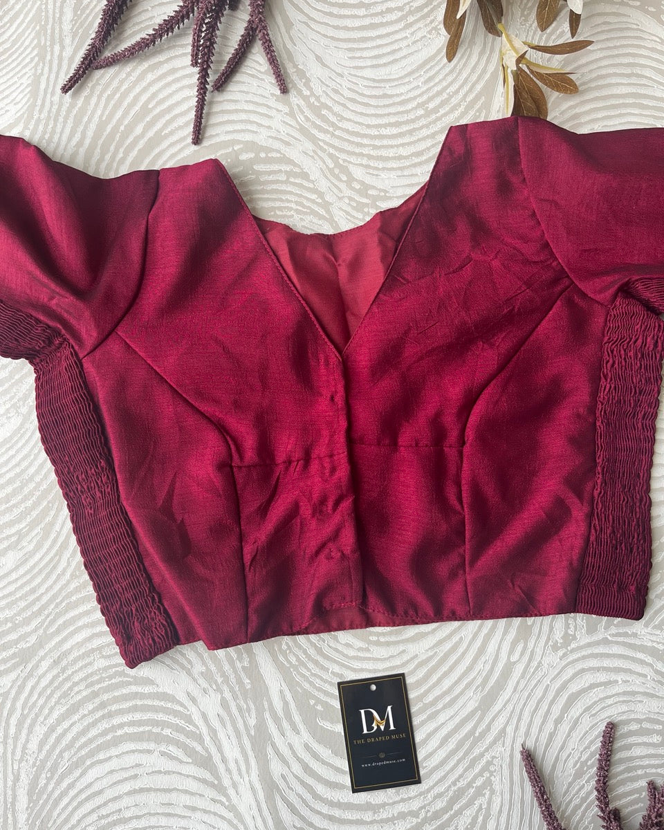 Plus Size Maroon Plain Stretchable Blouse