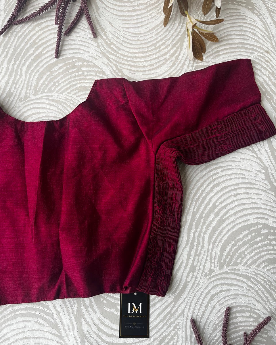 Plus Size Maroon Plain Stretchable Blouse