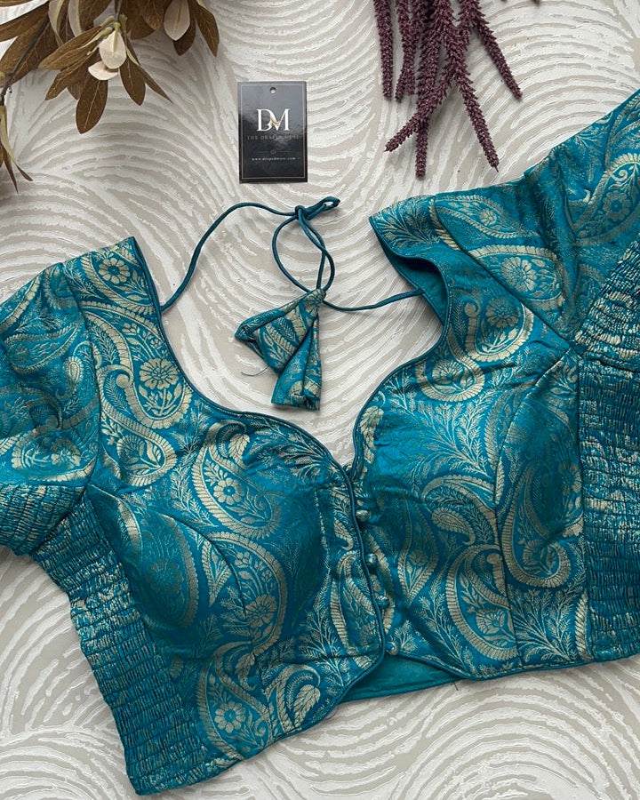 Blue Banarasi Stretchable Blouse