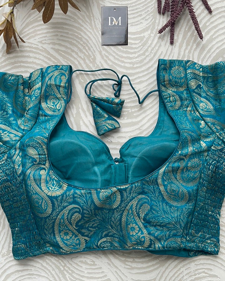 Blue Banarasi Stretchable Blouse