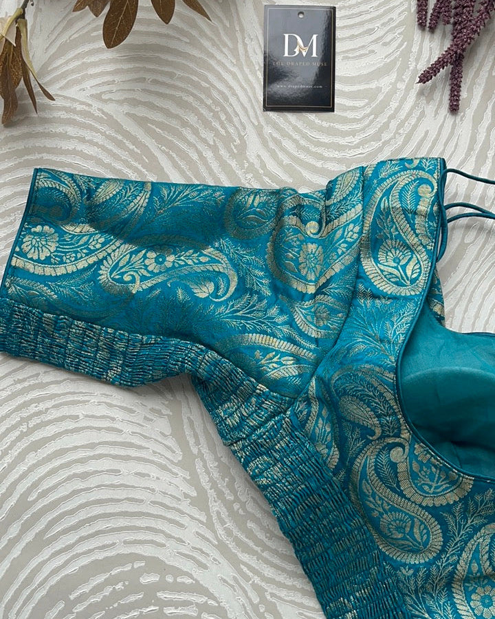 Blue Banarasi Stretchable Blouse