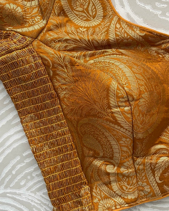 Mustard Yellow Banarasi Stretchable Blouse