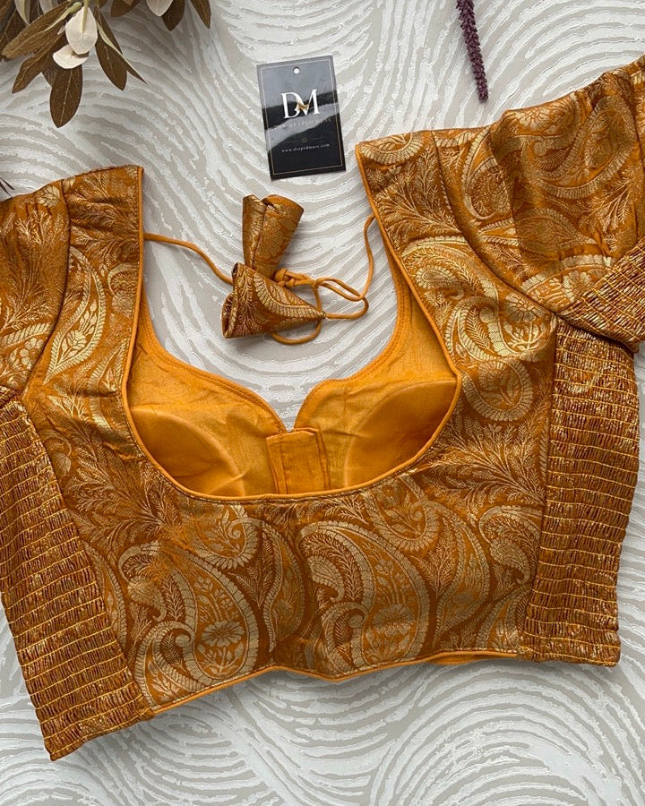 Mustard Yellow Banarasi Stretchable Blouse