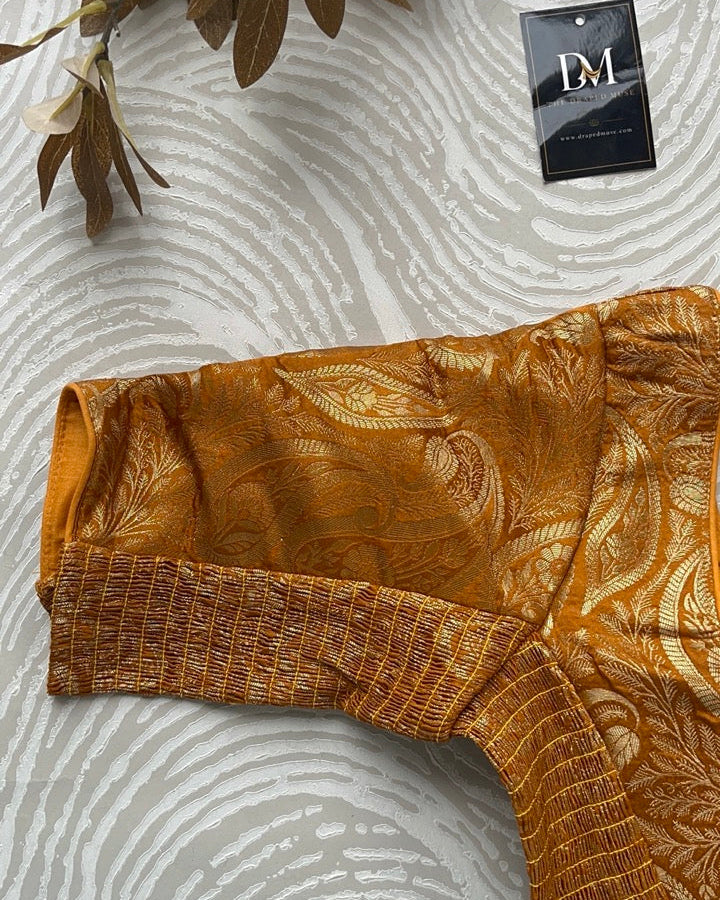 Mustard Yellow Banarasi Stretchable Blouse