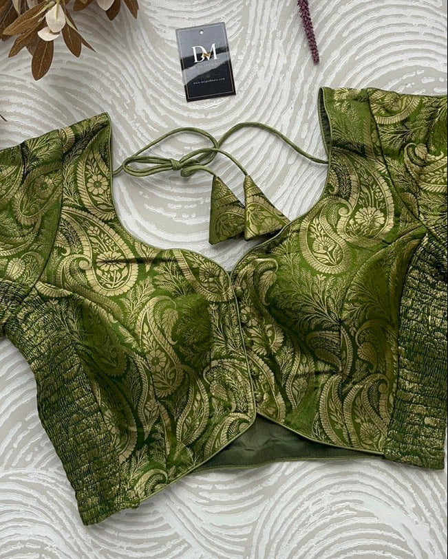 Light Green Banarasi Stretchable Blouse