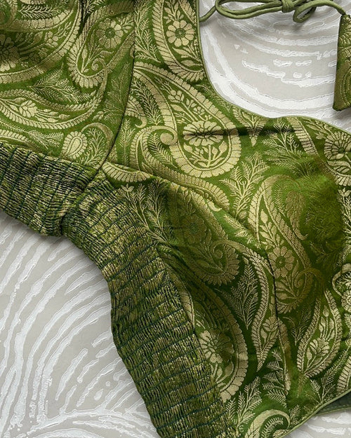 Light Green Banarasi Stretchable Blouse