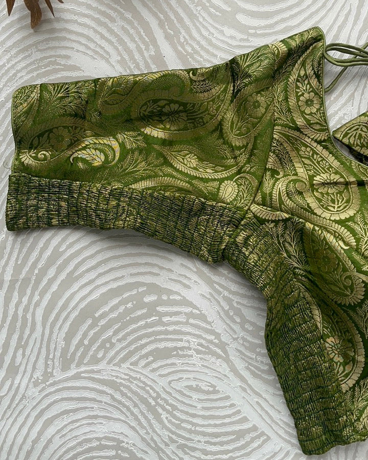 Light Green Banarasi Stretchable Blouse