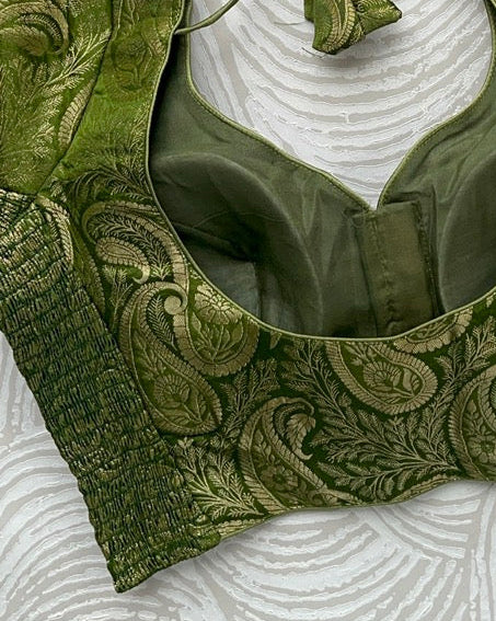 Light Green Banarasi Stretchable Blouse