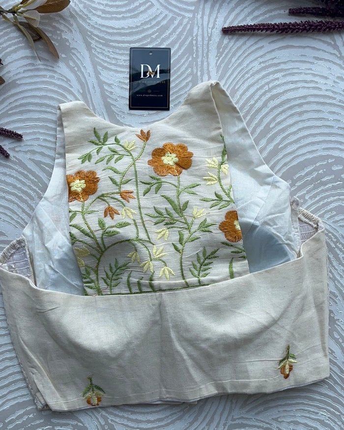 Khadi Cotton Racer Back Stretchable Blouse