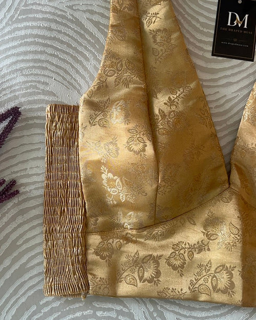 Gold Banarasi Stretchable Blouse Sleeveless