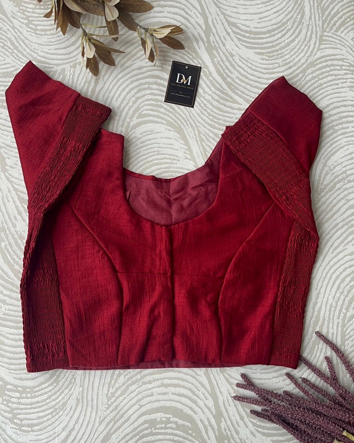 Plus Size Maroon Plain Stretchable Blouse