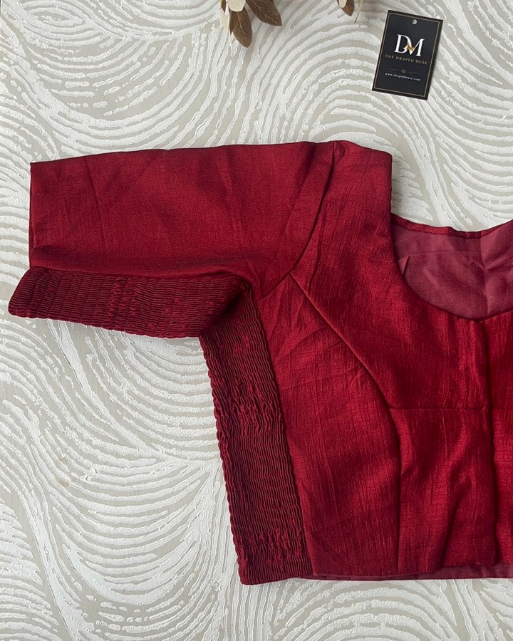 Plus Size Maroon Plain Stretchable Blouse
