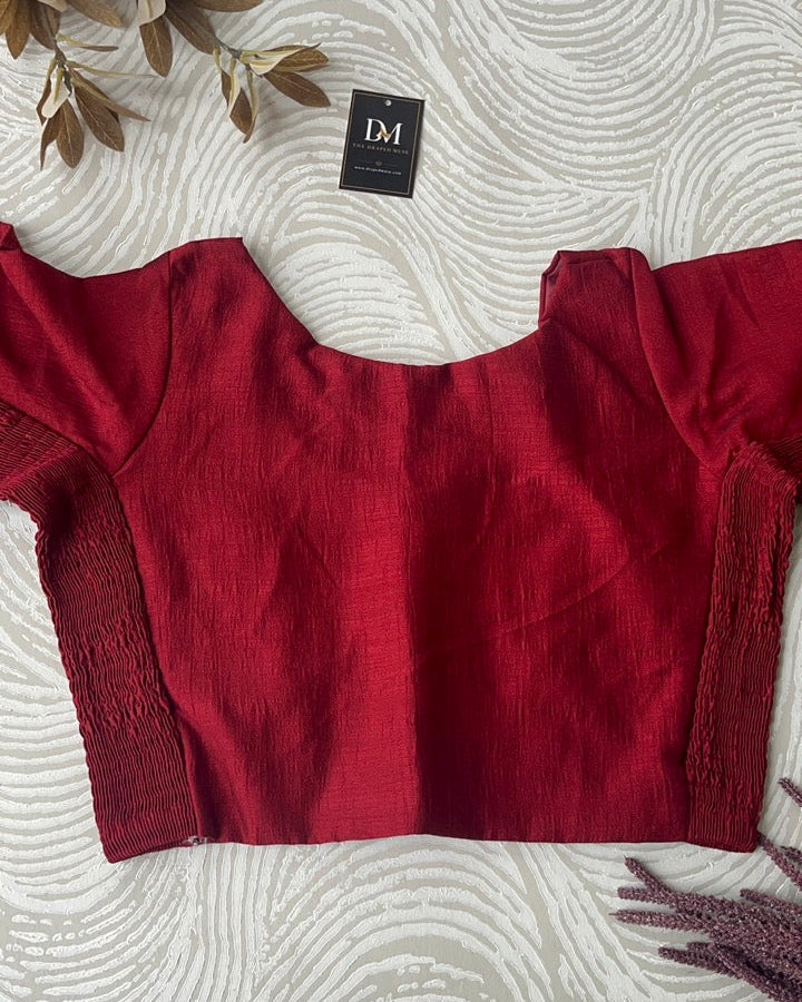 Plus Size Maroon Plain Stretchable Blouse