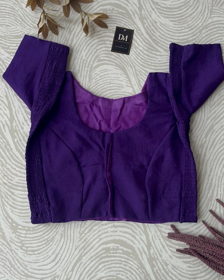 Plus Size Dark Purple Plain Stretchable Blouse
