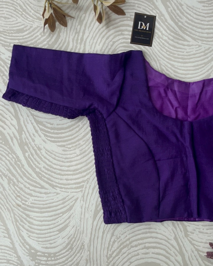 Plus Size Dark Purple Plain Stretchable Blouse