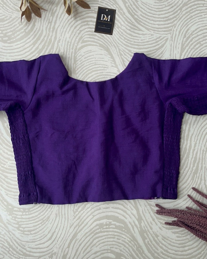 Plus Size Dark Purple Plain Stretchable Blouse