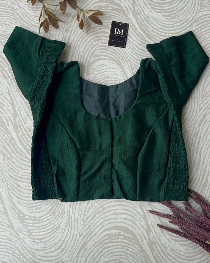 Plus Size Dark Green Plain Stretchable Blouse