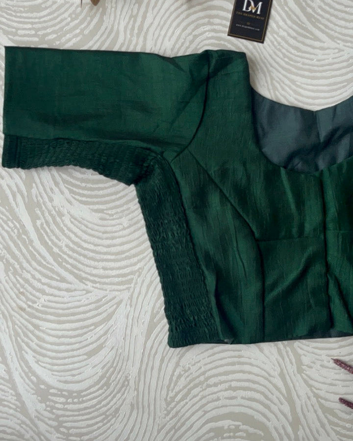Plus Size Dark Green Plain Stretchable Blouse