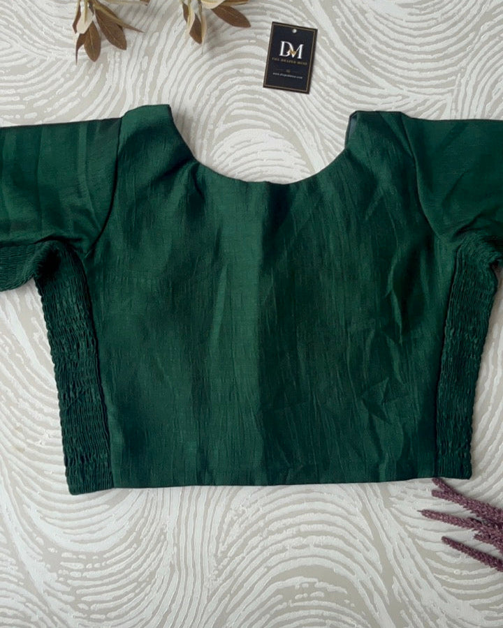 Plus Size Dark Green Plain Stretchable Blouse