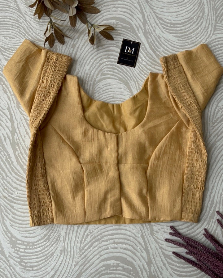 Plus Size Gold Plain Stretchable Blouse