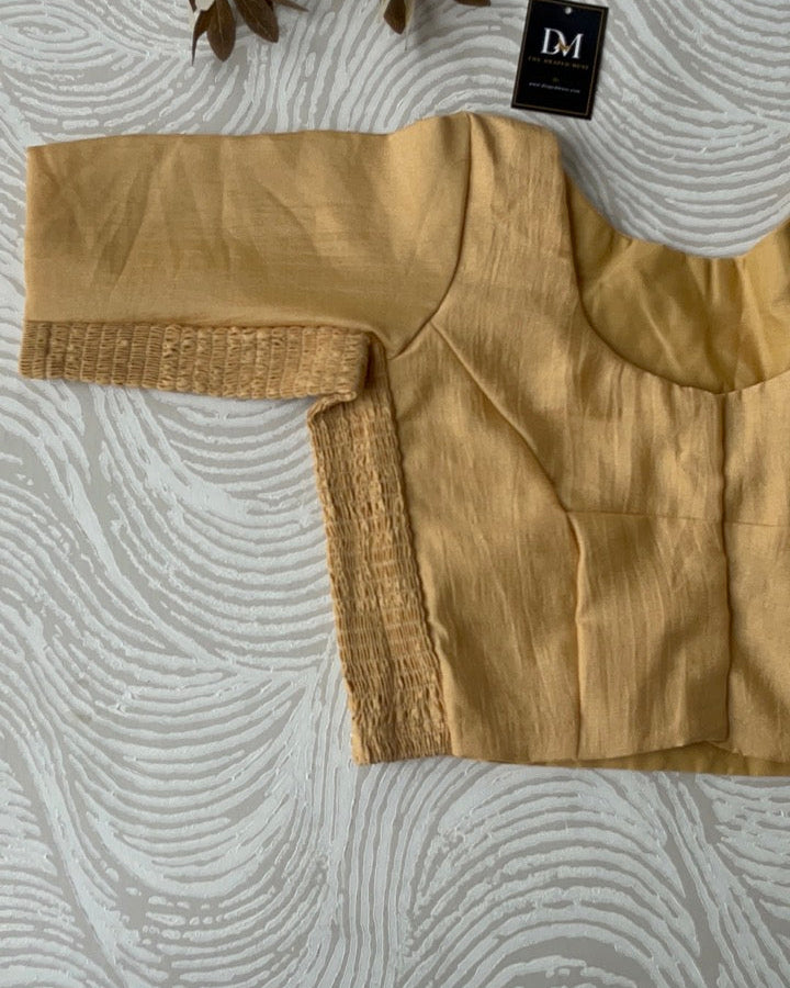 Plus Size Gold Plain Stretchable Blouse