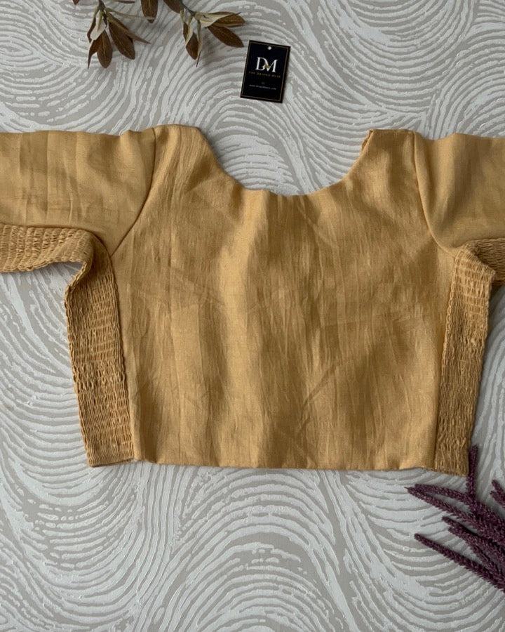 Plus Size Gold Plain Stretchable Blouse