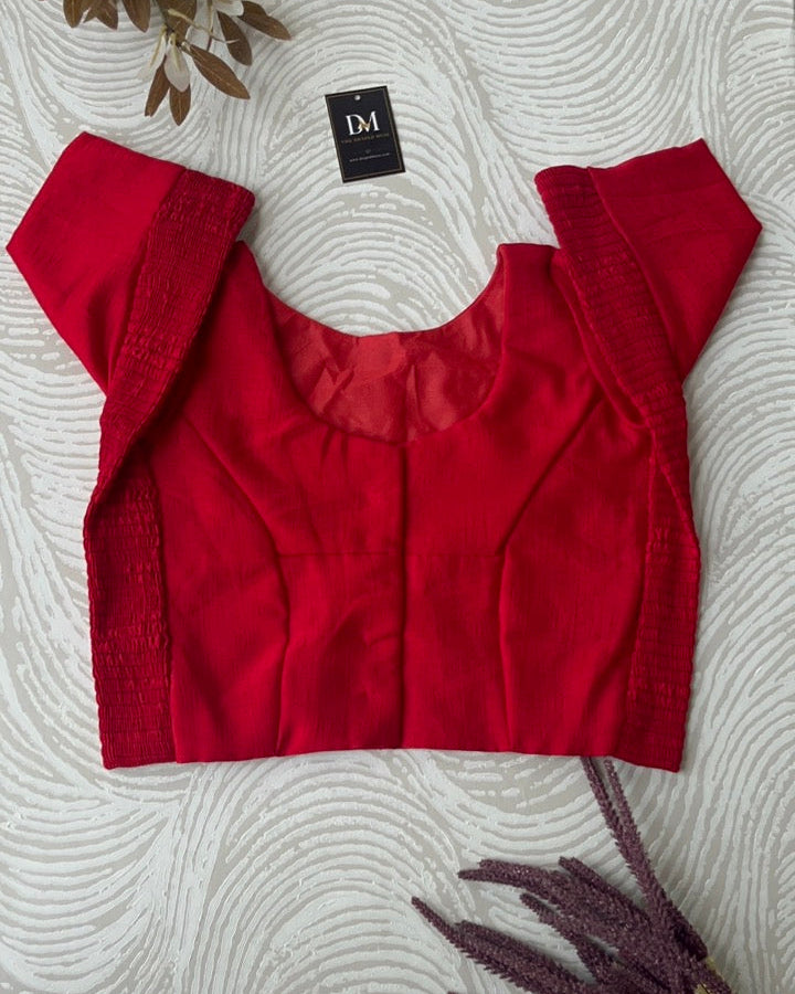 Plus Size Red Plain Stretchable Blouse