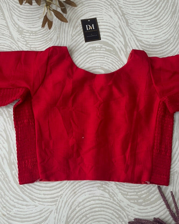 Plus Size Red Plain Stretchable Blouse