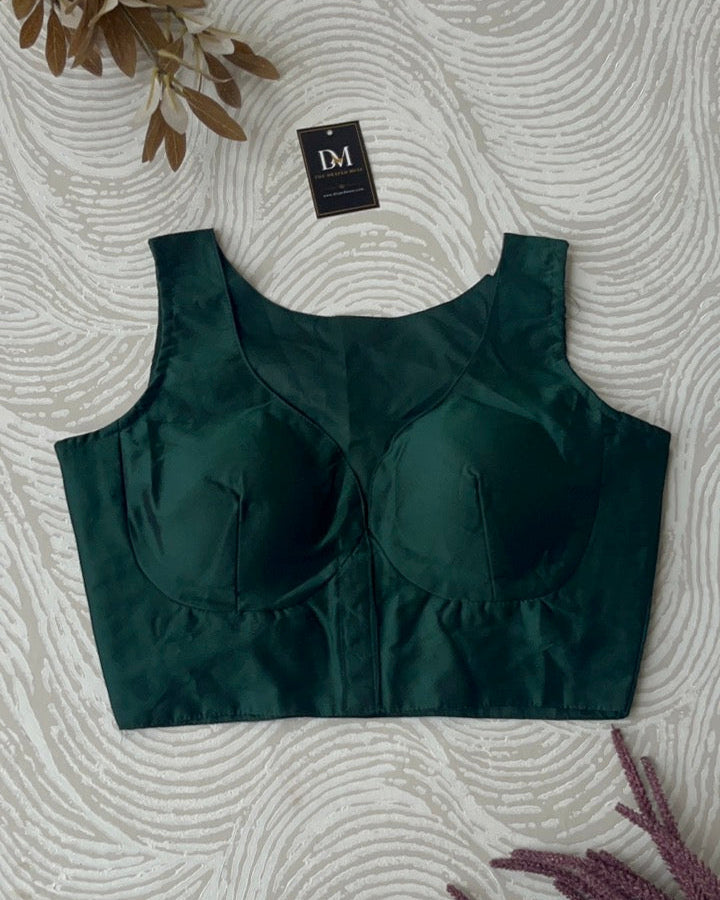 Dark Green Plain Blouse