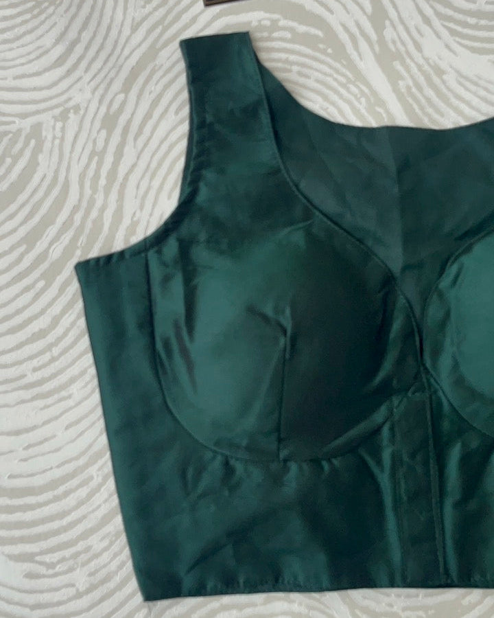 Dark Green Plain Blouse
