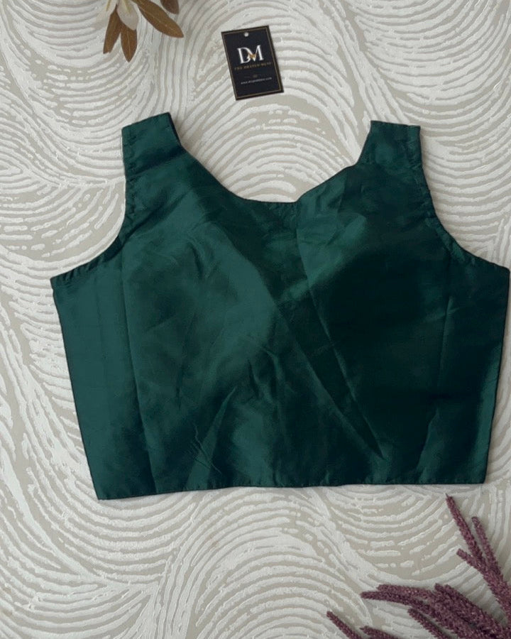Dark Green Plain Blouse