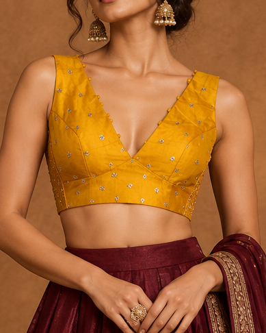 Yellow Crepe Stretchable Blouse