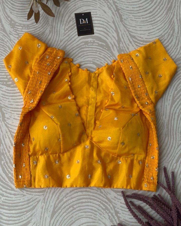 Yellow Crepe Stretchable Blouse with Sleeves