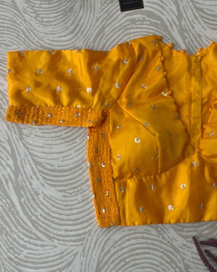 Yellow Crepe Stretchable Blouse with Sleeves