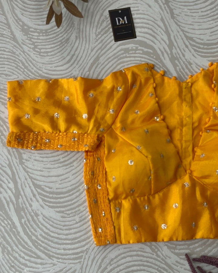 Yellow Crepe Stretchable Blouse with Sleeves