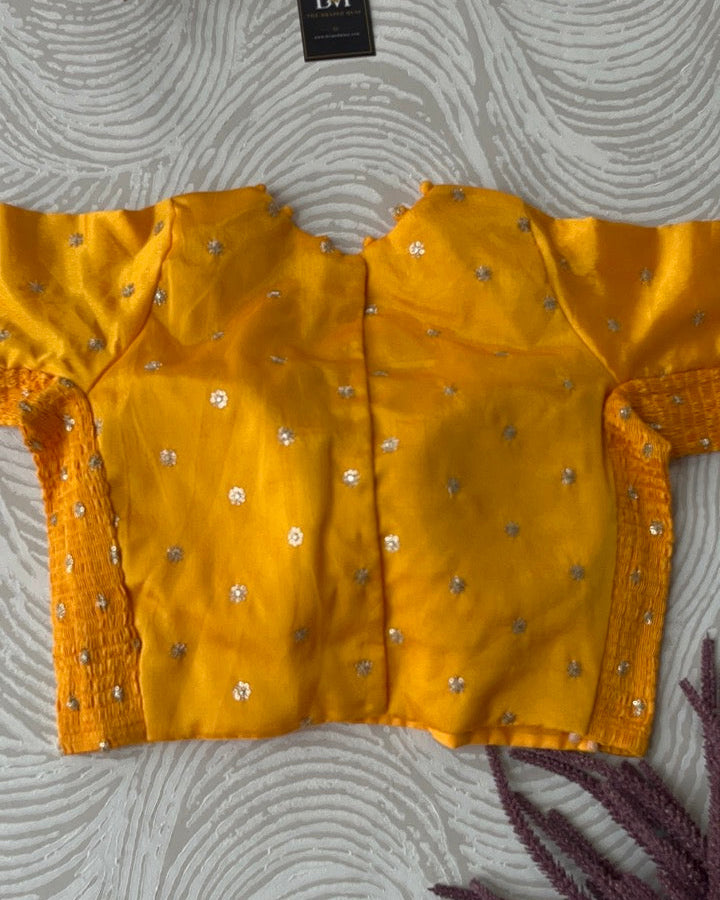 Yellow Crepe Stretchable Blouse with Sleeves