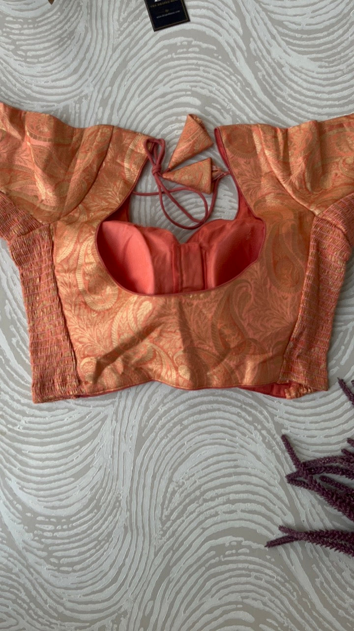 Peach Banarasi Stretchable Blouse