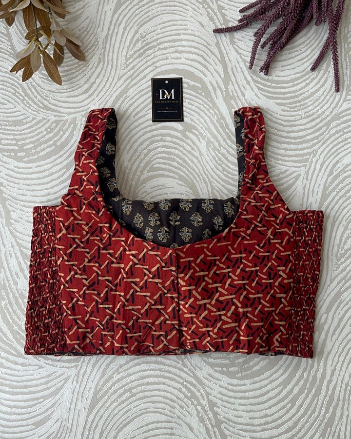 The Dual Muse Reversible Cotton Stretchable Blouse - Red & Black