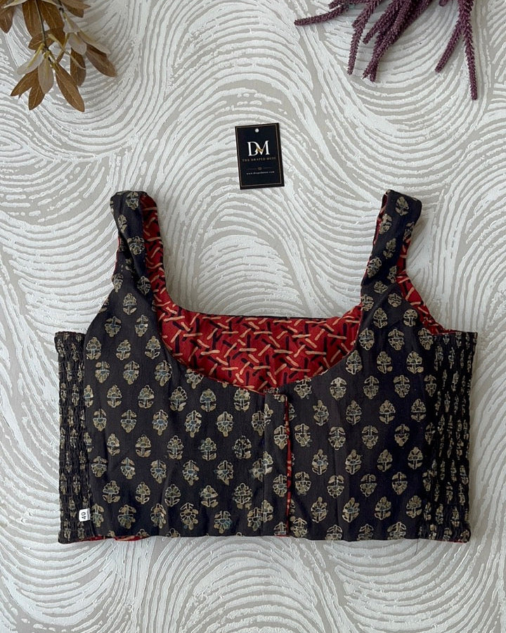 The Dual Muse Reversible Cotton Stretchable Blouse - Red & Black