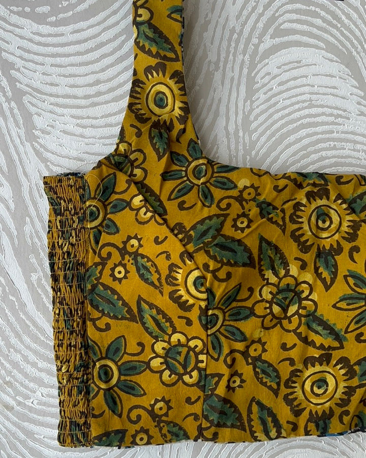 The Dual Muse Reversible Cotton Stretchable Blouse - Mustard & Cream